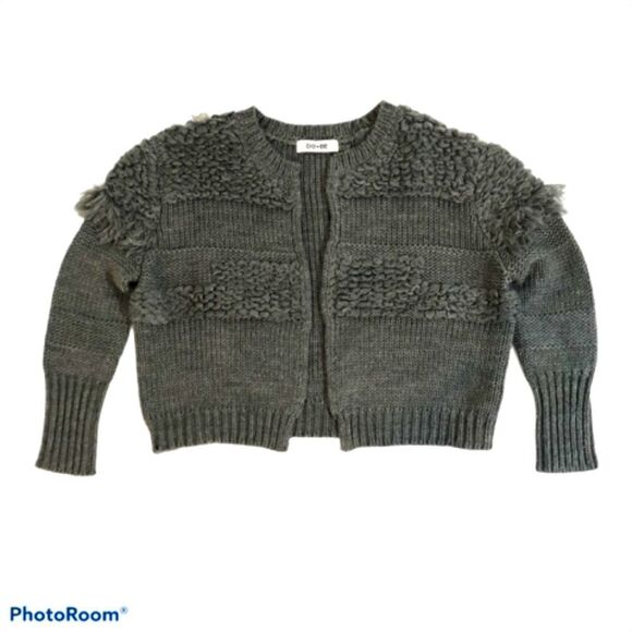 DO + BE Grey Long Sleeved Wool Blend Open Sweater - Picture 1 of 4